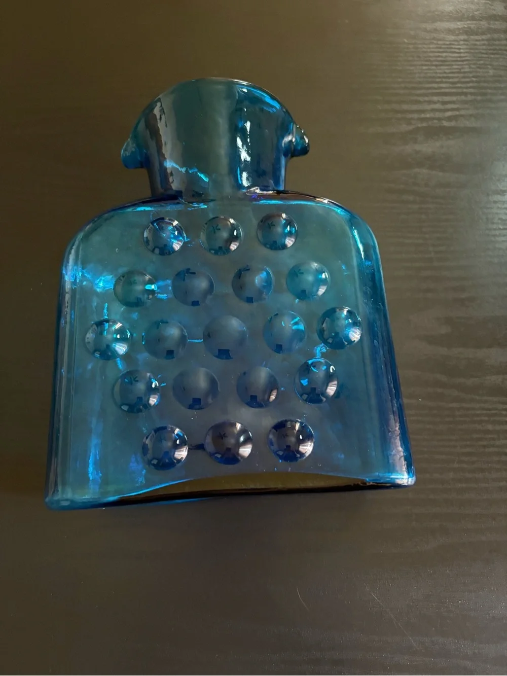 Blenko Midnight Blue Double Spout Water Pitcher 384 Optic Dots MCM Art Glass